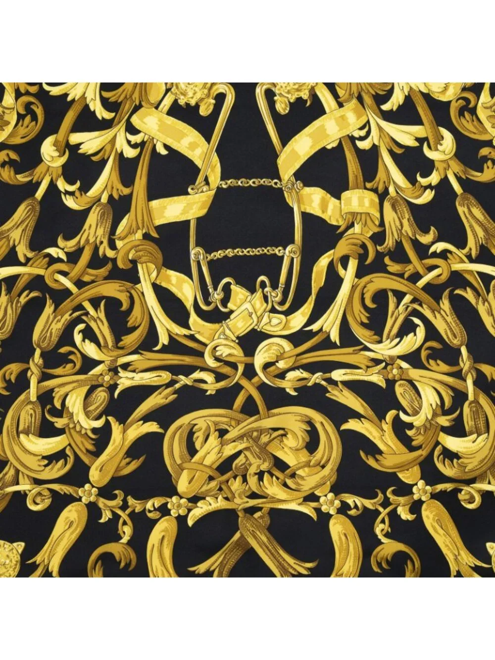 Hermes Scarf Black Gold Silk